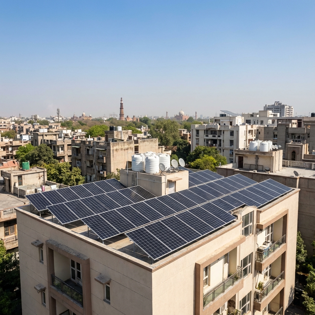 Solar Panels on Delhi Rooftop